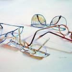 Reflection on Eyeglasses, 16x20, watercolor